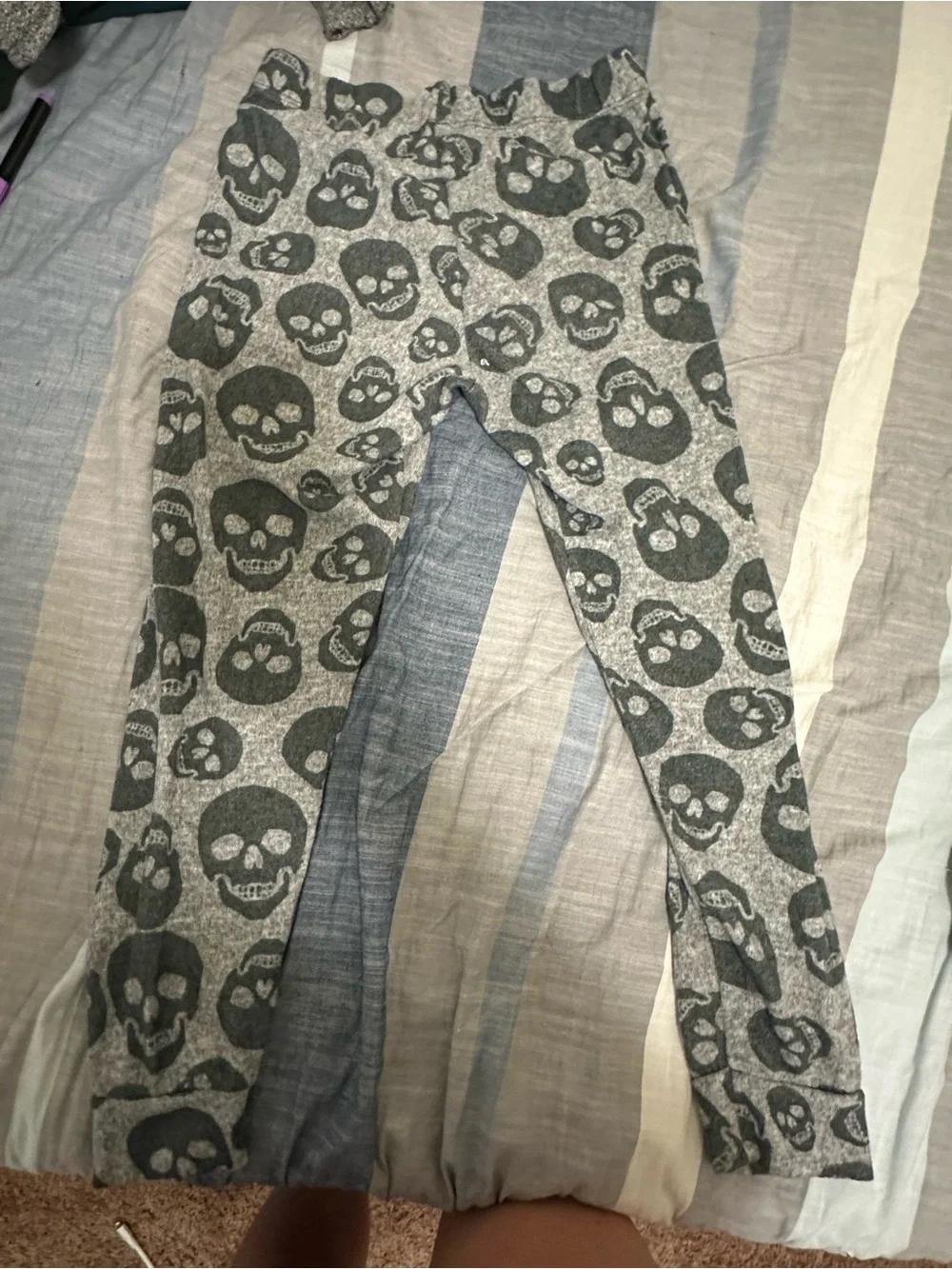 Kids Heather Gray Skull Print Pajama Joggers